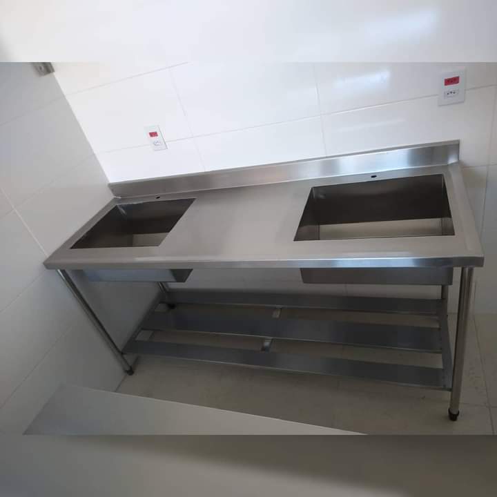 Bancada inox 2 cubas